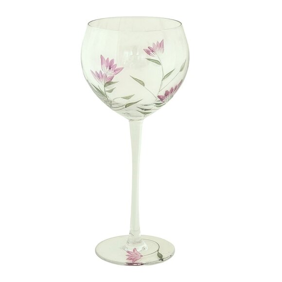 Lenox Other - Lenox Floral Spirit Balloon Wine Glass 8.5" hand blown etched lilac painted